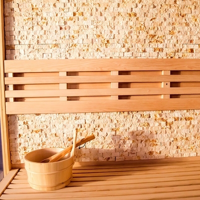 Pure Canadian Hemlock / Red Cedar Corner Sauna Łaźnia parowa 6KW 220V z pomieszczeniem z solą kamienną