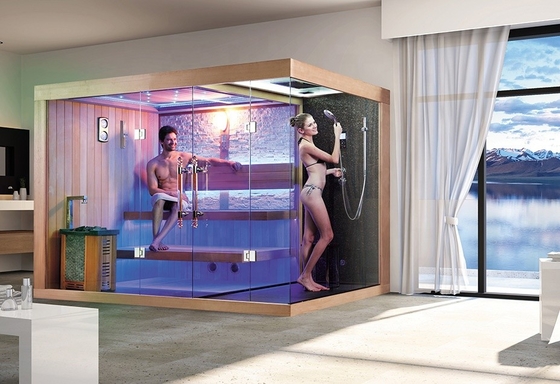 Tradycyjna drewniana łazienka z sauną i łaźnią parową Red Dry Cedar Sauna Room
