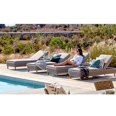 Meble ogrodowe Basen Sun Lina Woven Leżak Krzesło Khaki do ogrodu Patio Pool