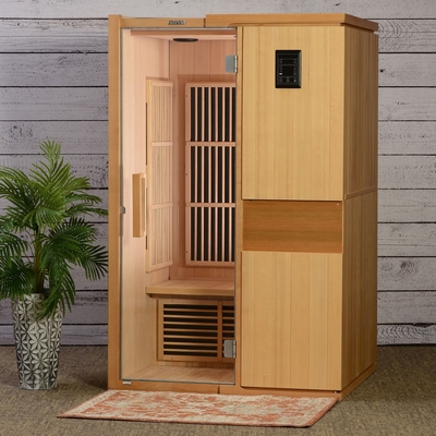 Sauna wewnętrzna na daleką podczerwień Pokój 2-4 osób Kanadyjski Hemlock Drewniany 9KW